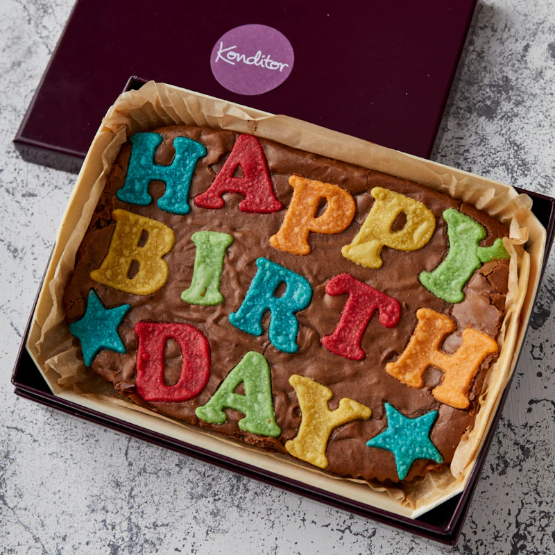 Rainbow Happy Birthday Brownie Slab - Image 4