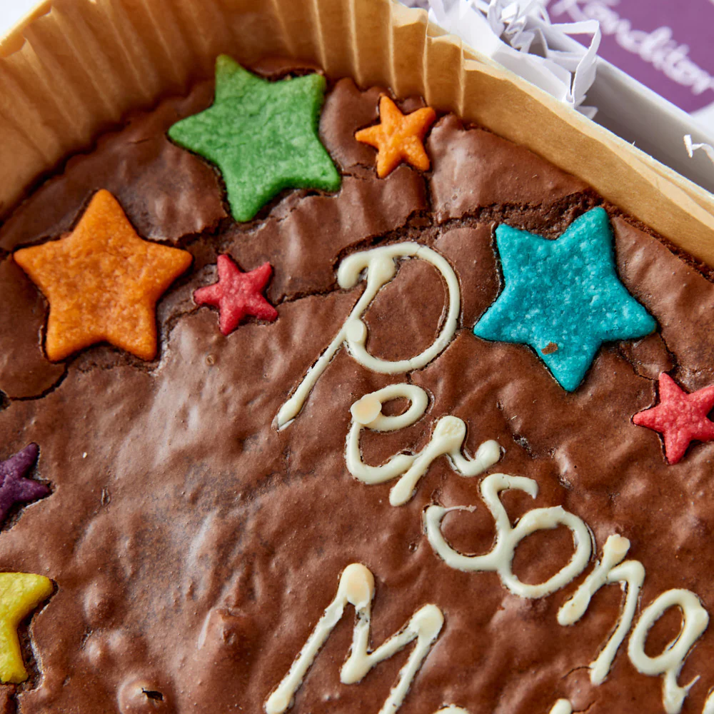 Rainbow Stars Personalised Brownie Slab - Image 3