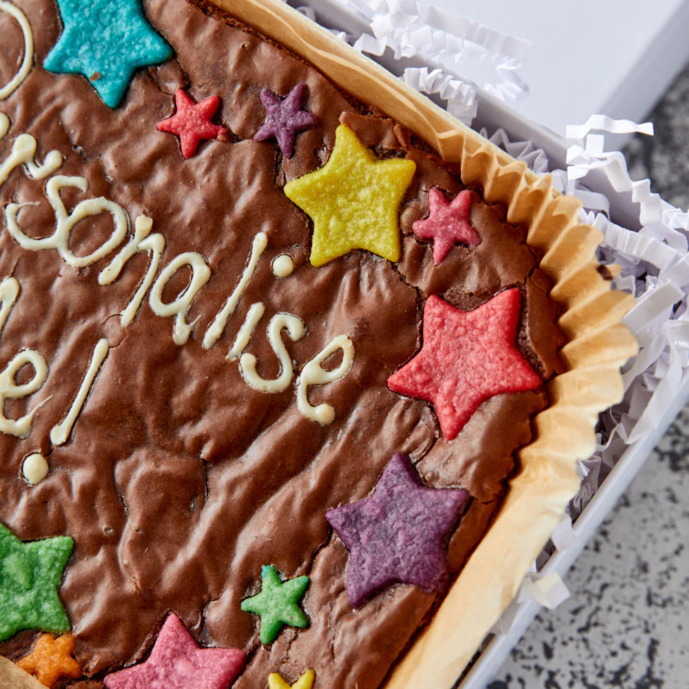 Rainbow Stars Personalised Brownie Slab - Image 4