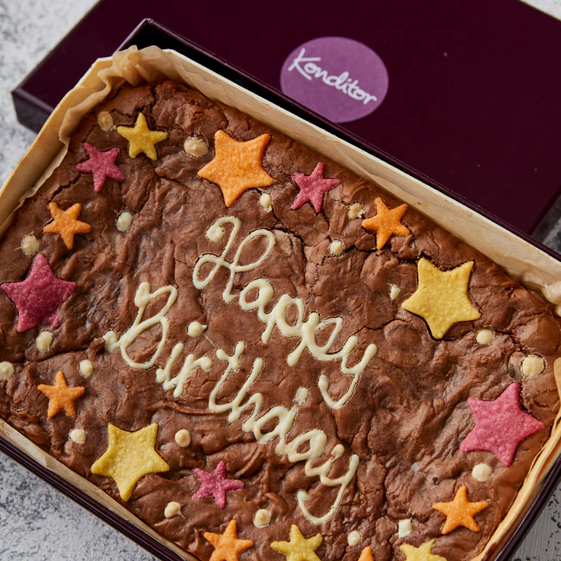 Star Border Happy Birthday Brownie Slab - Image 4
